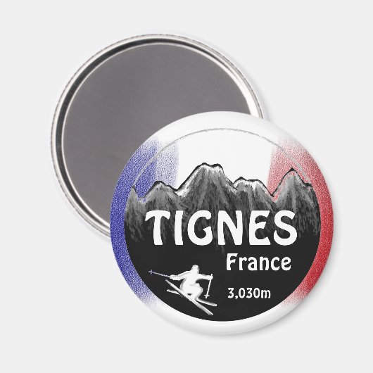 Tignes Frankrijk vlag ski logo kunstmagneet Magneet (Voorkant / Achterkant)