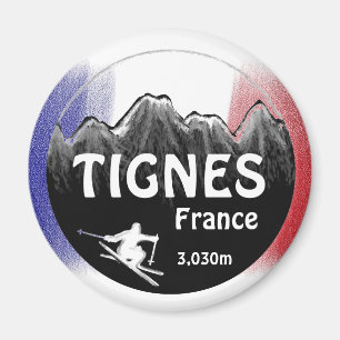 Tignes Frankrijk vlag ski logo kunstmagneet Magneet