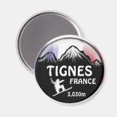 Tignes Frankrijk vlag snowboard art design magneet (Voorkant / Achterkant)