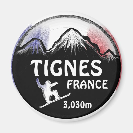 Tignes Frankrijk vlag snowboard art design magneet (Voorkant)