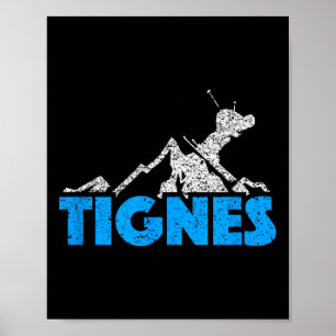Tignes Skiën Snowboarden Frankrijk Resort Distress Poster