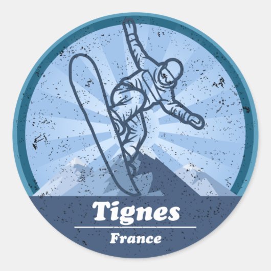 Tignes Snowboard - Skiresort Ronde Sticker (Voorkant)