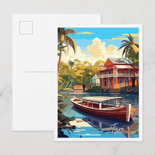 Tigre Argentina Travel  Illustratie Briefkaart (Voorkant / Achterkant)