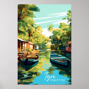 Tigre Argentinië vintage reisillustratie Poster