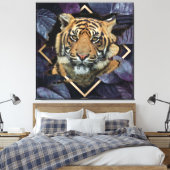 Tigre Com Folhas Lilases Canvas Afdruk (Insitu (Slaapkamer))