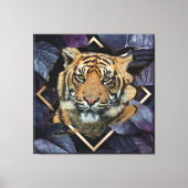 Tigre Com Folhas Lilases Canvas Afdruk (Voorkant)