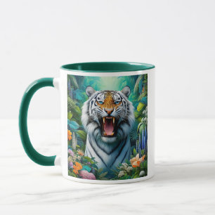 Tigre die in het midden van de jungle glijdt. mok