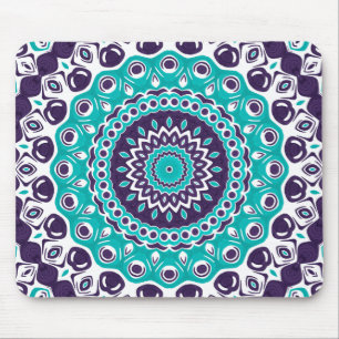 Tigreen en indigoblauw mandala-ontwerp muismat