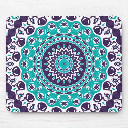 Tigreen en indigoblauw mandala-ontwerp muismat (Voorkant)