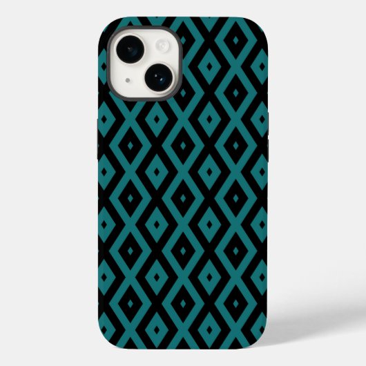 Tigreen en zwart diamantpatroon Case-Mate iPhone case (Achterkant)