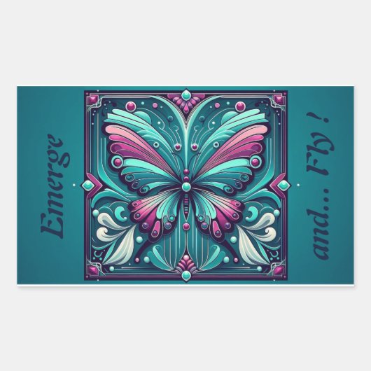 Tigreen & Paarse Vlinder Vierkant Rechthoekige Sticker (Voorkant)