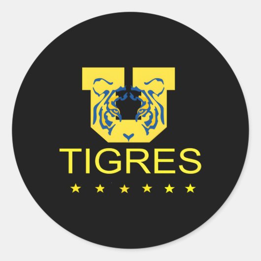 Tigres Team Futbol Voetbal Uanl Monterrey Ronde Sticker (Voorkant)