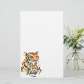 Tigress en Cub Briefpapier (Staand voorkant)