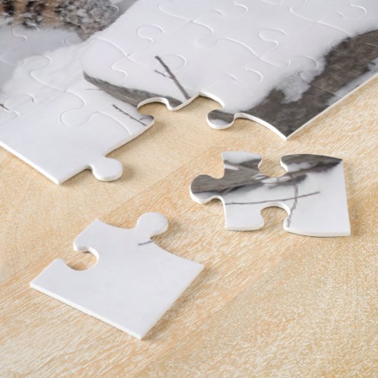 Tigress en Cub in de sneeuw Legpuzzel (Zijkant)