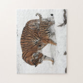 Tigress en Cub in de sneeuw Legpuzzel (Verticaal)