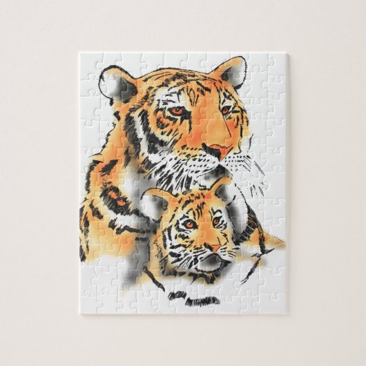 Tigress en Cub Legpuzzel (Verticaal)