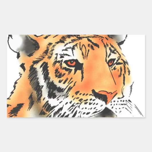 Tigress en Cub Rechthoekige Sticker (Voorkant)