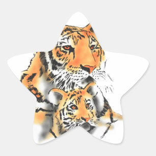 Tigress en Cub Ster Sticker