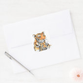 Tigress en Cub Vierkante Sticker (Envelop)