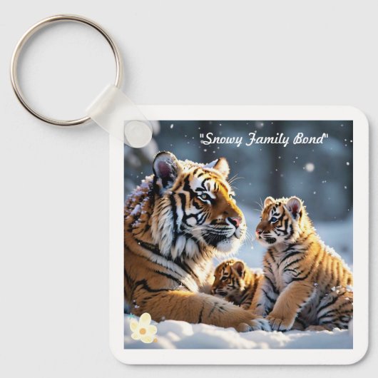 Tigress en Cubs in harmonie Sleutelhanger (Voorkant)