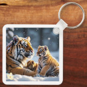 Tigress en Cubs in harmonie Sleutelhanger (Achterkant)
