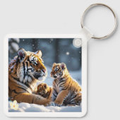 Tigress en Cubs in harmonie Sleutelhanger (Achterkant)