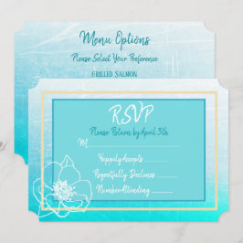 Tigrijsblauw en turquoise Blauw Witte Bloem Huweli Kaart