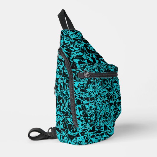 Tigroblauw Driehoekpatroon Sling Bag (Linkerhoek)