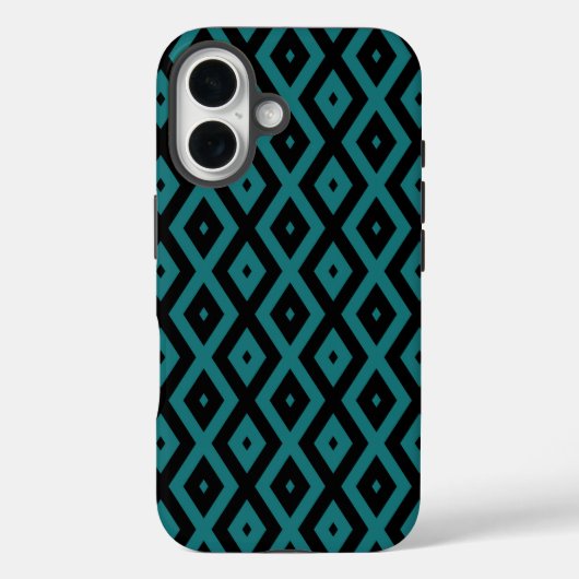 Tigroblauw en zwart diamantpatroon Case-Mate iPhone case (Achterkant)