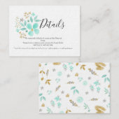 Tigroene en gouden bloemige trouwdetails kaart (Voorkant / Achterkant)