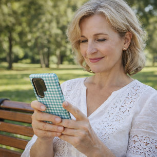 Tigroene en witte geruite streepjespatroon geruit samsung galaxy hoesje