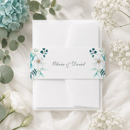 Tigroene Trouwkaart Buikband met Wilde Bloemen Uitnodigingen Wikkel