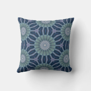 Tigrood en marineblauw geometrisch caleidoscoopmot kussen