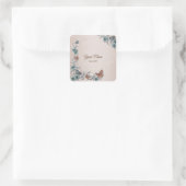 Tigrood Zilver Bloem Koper Vlinder Bruin Bruiloft Vierkante Sticker (Tas)