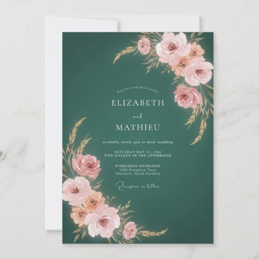Tigroze Botanische Bruiloft Kaart (Voorkant)