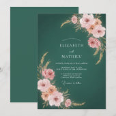 Tigroze Botanische Bruiloft Kaart (Voorkant / Achterkant)