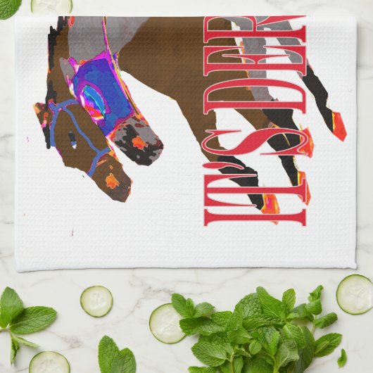 tijd 2016 Paarden Racing Theedoek (Gevouwen)