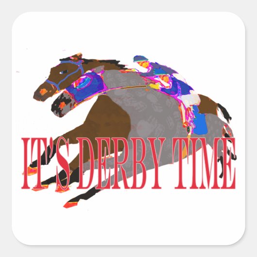 tijd 2016 Paarden Racing Vierkante Sticker (Voorkant)