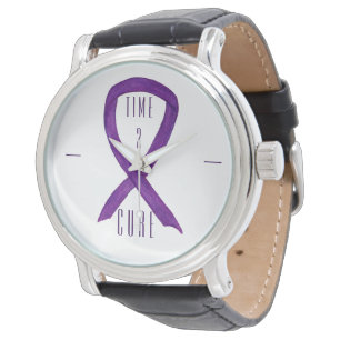 Tijd 2 Cure Paarse Awareness Ribbon Wrist Watch Horloge