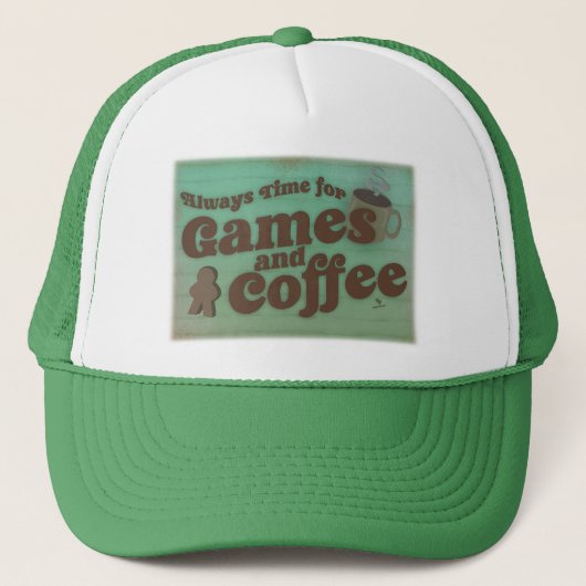 Tijd 4 Koffie en spelletjes Leuke  stijl Trucker Pet (Voorkant)