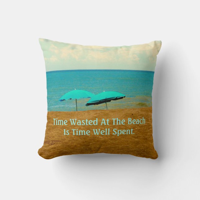 TIJD AFGEDAALD BIJ DE BEACH FOTO PILLOW KUSSEN (Voorkant)