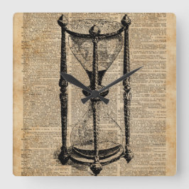 Tijd, antiek Hourglass, zandglas  Boekenpagina Vierkante Klok