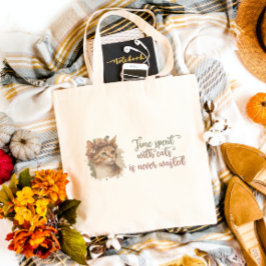 Tijd besteed met ontwerp van Waterverf van kattenk Grote Tote Bag