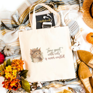 Tijd besteed met ontwerp van Waterverf van kattenk Grote Tote Bag