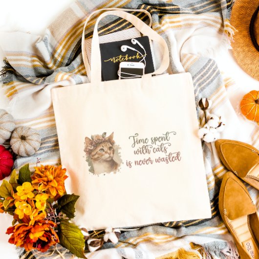 Tijd besteed met ontwerp van Waterverf van kattenk Grote Tote Bag