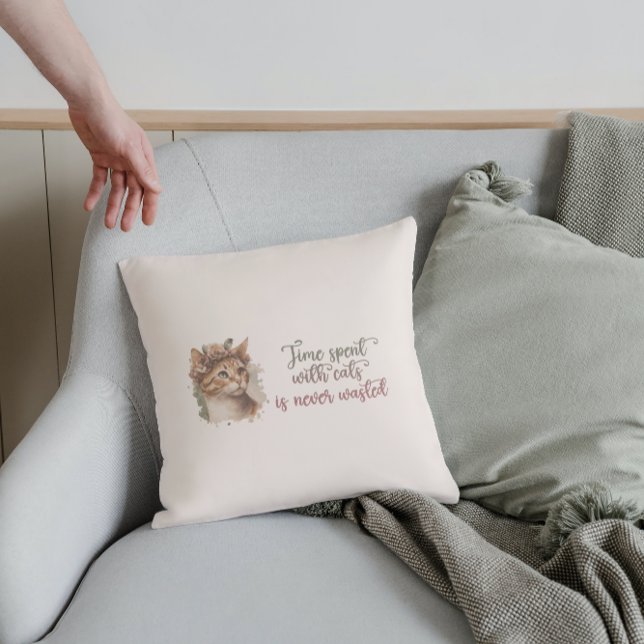 Tijd besteed met ontwerp van Waterverf van kattenk Kussen (Creator heeft geüpload)