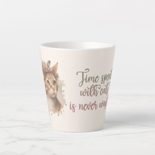 Tijd besteed met ontwerp van Waterverf van kattenk Latte Mok (Voorkant)