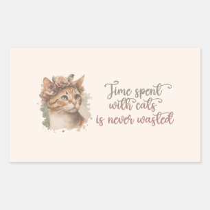 Tijd besteed met ontwerp van Waterverf van kattenk Rechthoekige Sticker