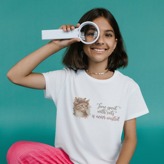 Tijd besteed met ontwerp van Waterverf van kattenk T-shirt