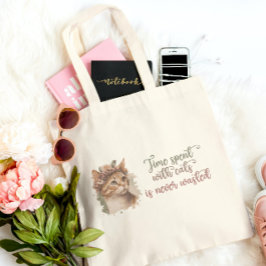 Tijd besteed met ontwerp van Waterverf van kattenk Tote Bag